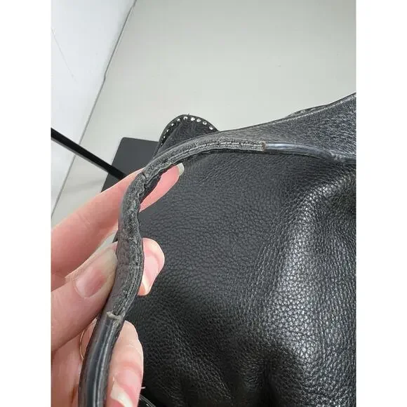 Michael Kors Handbag Astor Studded Black Leather Shoulder Bag Slouchy - Picture 7 of 16